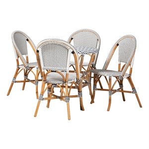 Baxton Studio Genica Weaving and Natural Brown Rattan 5-Piece Dining Chair Set