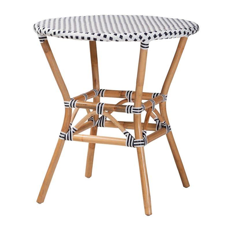 Baxton Studio Genica Weaving and Natural Brown Rattan 5-Piece Dining Chair Set