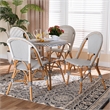 Baxton Studio Genica Weaving and Natural Brown Rattan 5-Piece Dining Chair Set