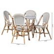 Baxton Studio Genica Weaving and Natural Brown Rattan 5-Piece Dining Chair Set