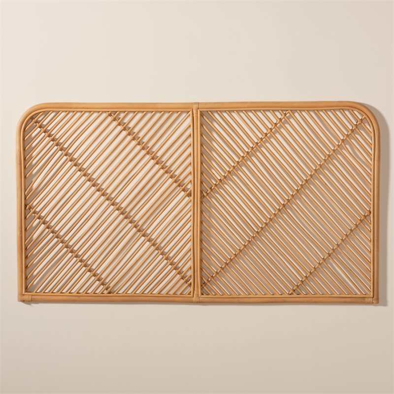 Baxton Studio Sakina Modern Brown Rattan Queen Size Wallmount