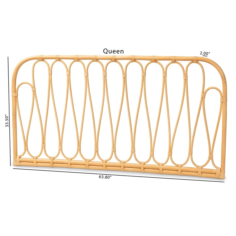 Baxton Studio Carrick Modern Brown Rattan Queen Size Wall-mount Headboard