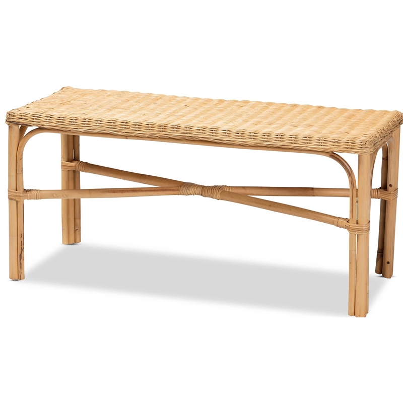 Baxton Studio Cacaban Modern Bohemian Natural Brown Rattan Accent Bench