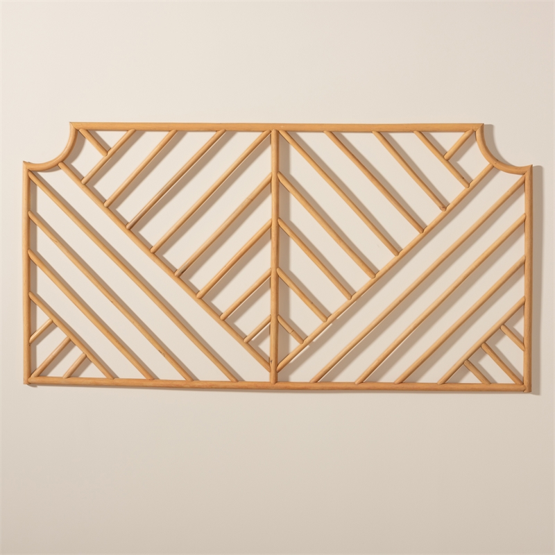 Baxton Studio Giza Modern  Brown Rattan Queen Size Wall-mount Headboard