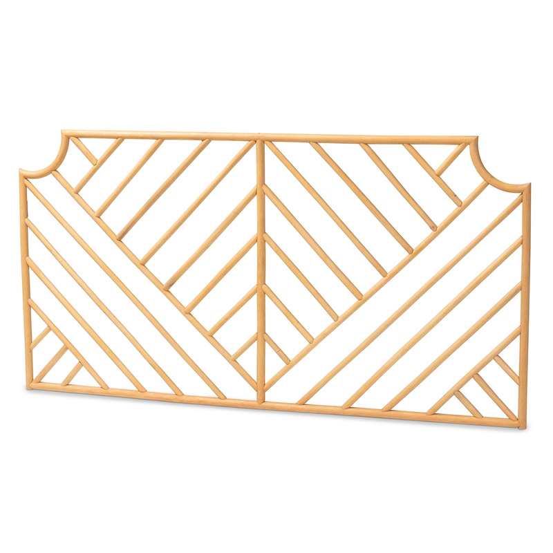 Baxton Studio Giza Modern  Brown Rattan Queen Size Wall-mount Headboard