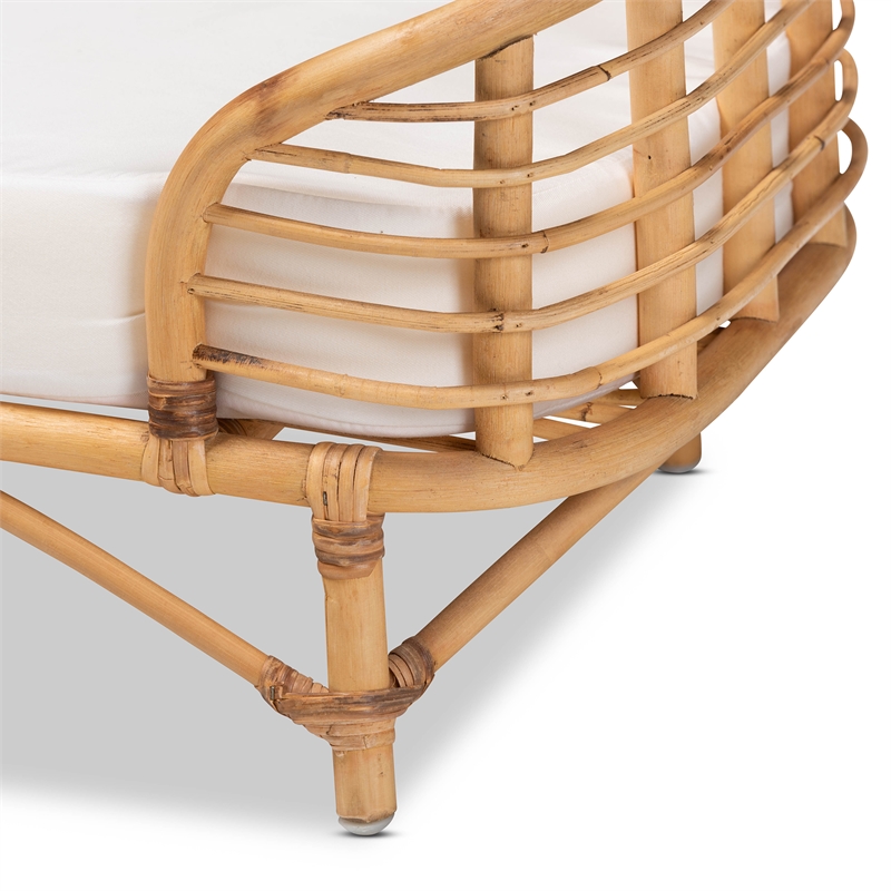 Baxton Studio Malino Modern Bohemian  Natural Brown Rattan Pet Bed with Cushion