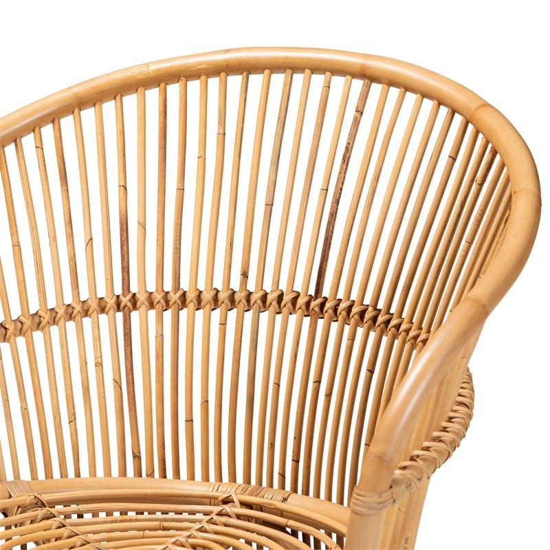 Baxton Studio Narva Modern Bohemian Natural Brown Rattan Accent Chair