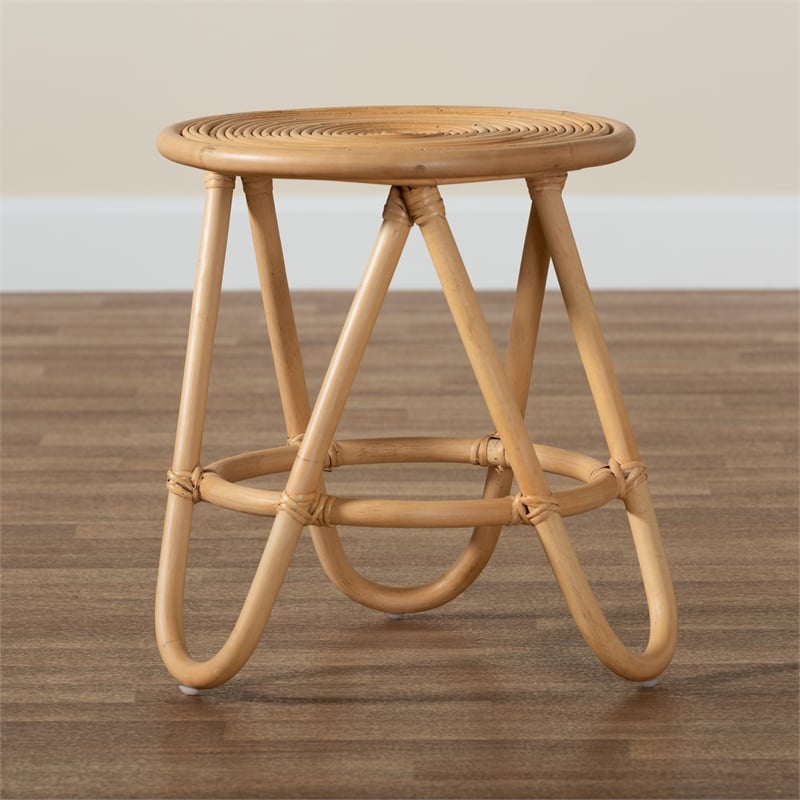 Baxton Studio Rinjani Modern Bohemian Natural Brown Rattan End Table