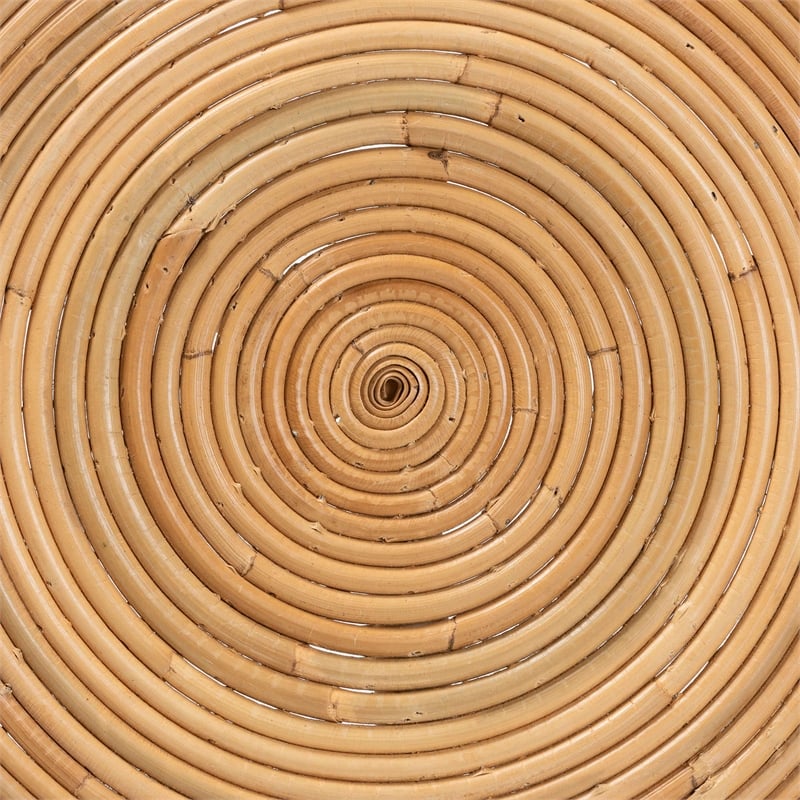 Baxton Studio Rinjani Modern Bohemian Natural Brown Rattan End Table