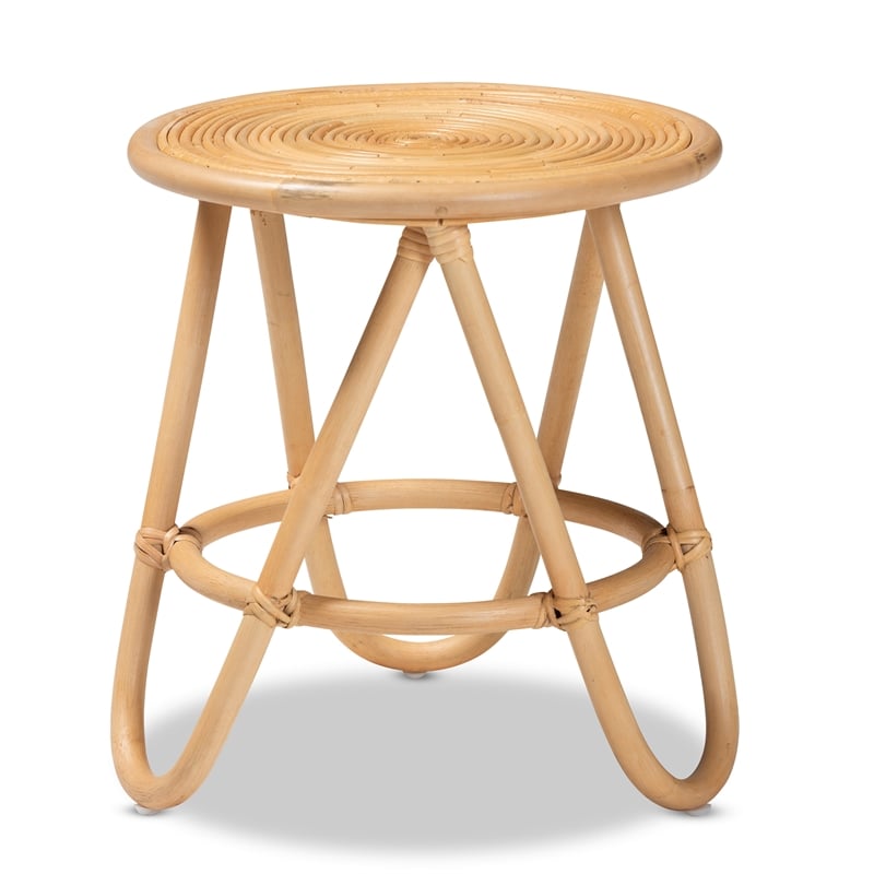 Baxton Studio Rinjani Modern Bohemian Natural Brown Rattan End Table