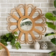 Baxton Studio Sakura Modern Bohemian Natural Brown Rattan Accent Wall Mirror