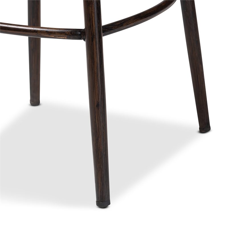Baxton Studio Thalia Modern Dark Brown Metal and Rattan Outdoor Bar Stool