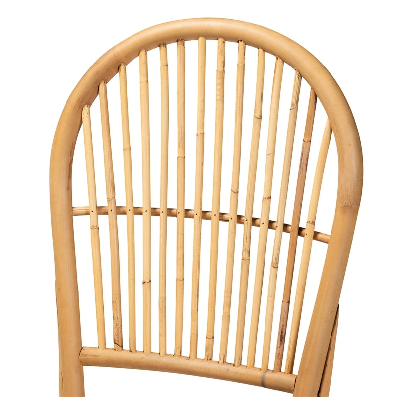 baxton studio wina modern bohemian natural brown rattan 2-piece dining chair set