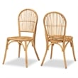Baxton Studio Wina Modern Bohemian Natural Brown Rattan 2-Piece Dining Chair Set