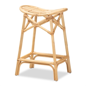 baxton studio elgon modern bohemian natural brown rattan counter stool