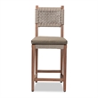 Baxton Studio Heyna Transitional Gray Woven Rope Mahogany Counter Stool