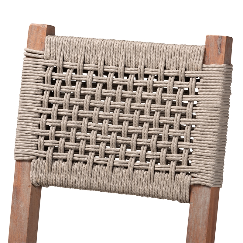 Baxton Studio Heyna Transitional Gray Woven Rope Mahogany Counter Stool