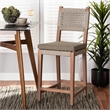 Baxton Studio Heyna Transitional Gray Woven Rope Mahogany Counter Stool