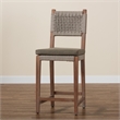 Baxton Studio Heyna Transitional Gray Woven Rope Mahogany Counter Stool