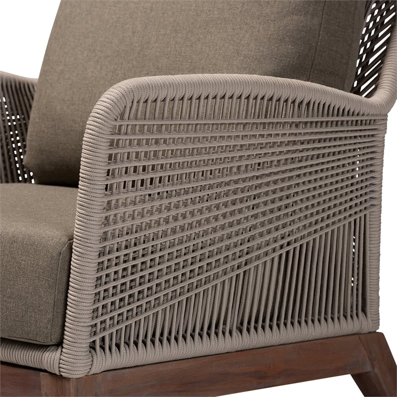 Baxton Studio Jennifer Gray Woven Rope Mahogany Accent Chair