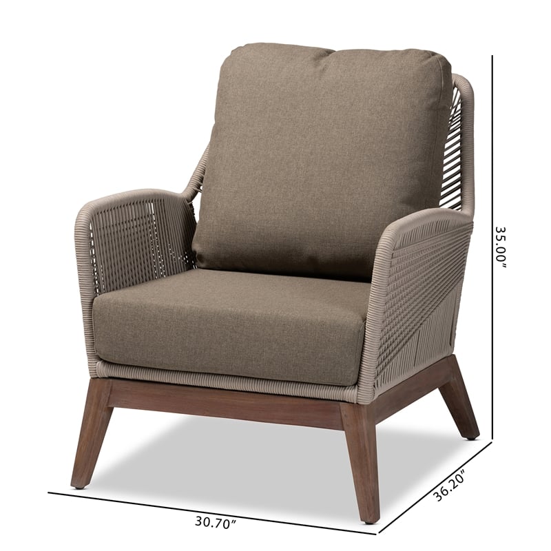 Baxton Studio Jennifer Gray Woven Rope Mahogany Accent Chair