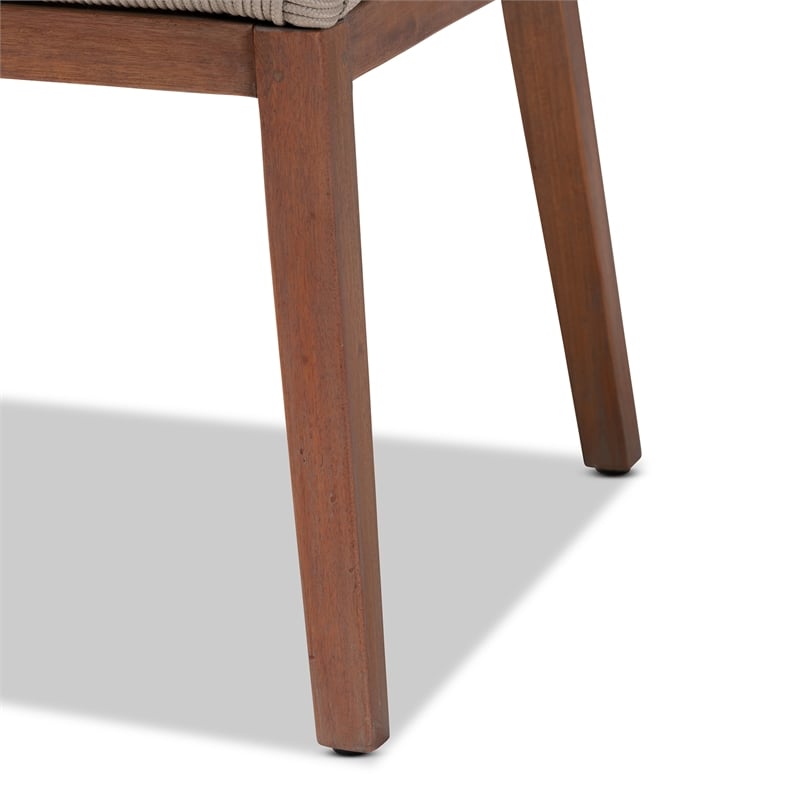 Baxton Studio Jennifer Gray Woven Rope Mahogany Dining Arm Chair