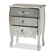 Baxton Studio Eliya Brushed Silver Finished Wood 3-Drawer Storage Cabinet