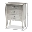 Baxton Studio Eliya Brushed Silver Finished Wood 3-Drawer Storage Cabinet