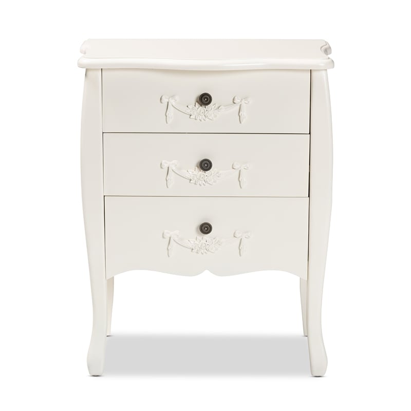 Baxton Studio Eliya White Finished Wood 3-Drawer Storage Cabinet