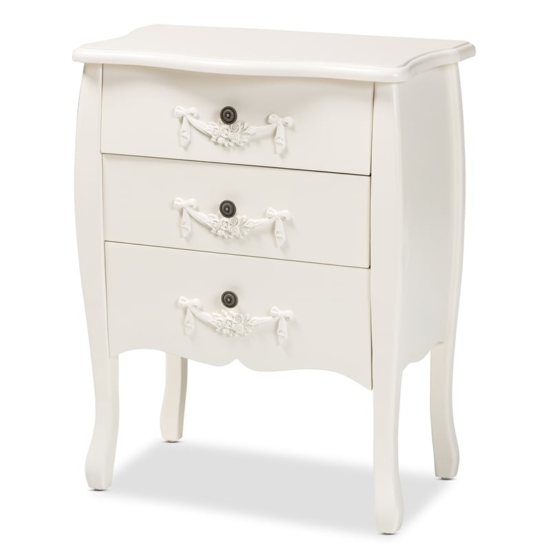 Baxton Studio Eliya White Finished Wood 3-Drawer Storage Cabinet