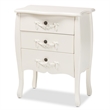 Baxton Studio Eliya White Finished Wood 3-Drawer Storage Cabinet