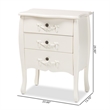 Baxton Studio Eliya White Finished Wood 3-Drawer Storage Cabinet
