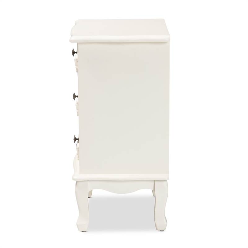 Baxton Studio Callen White Finished Wood 3-Drawer End Table