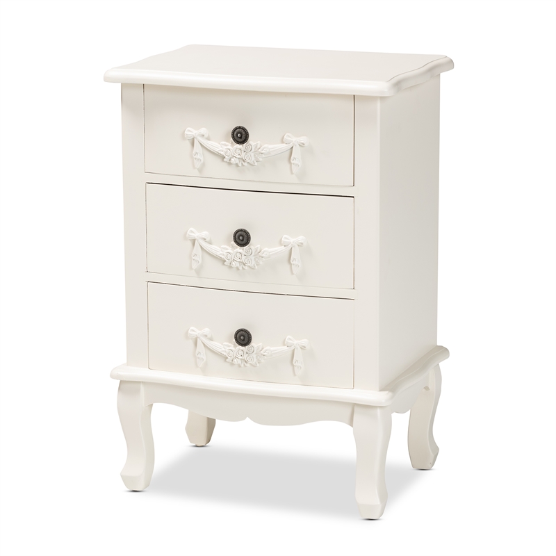 Baxton Studio Callen White Finished Wood 3-Drawer End Table