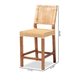 Baxton Studio Lesia Brown Rattan and Walnut Brown Finished Wood Counter Stool