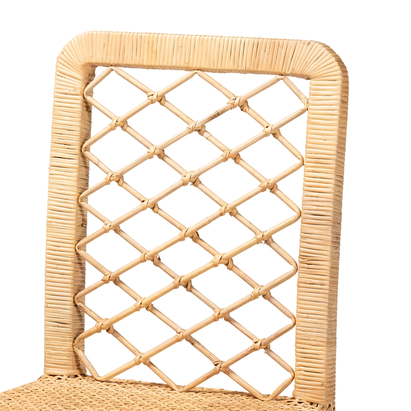 Baxton Studio Moscow Brown Rattan and Walnut Brown Finished Wood Counter Stool