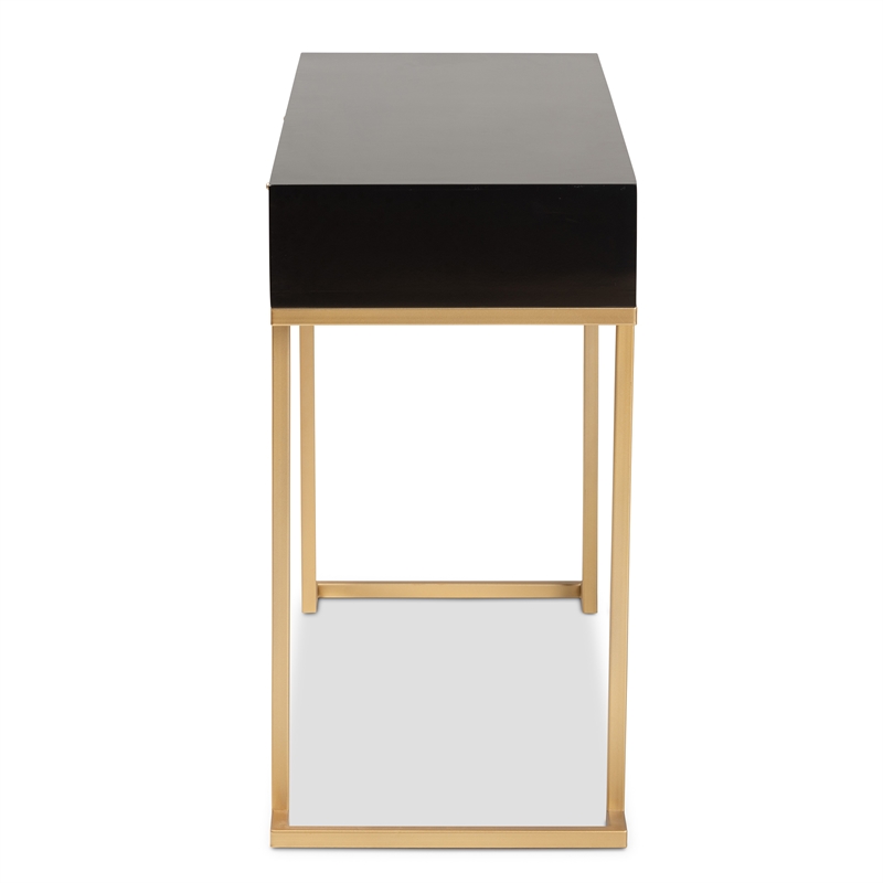 Baxton Studio Beagan Black Finished Wood and Gold Metal 2-Drawer Console Table