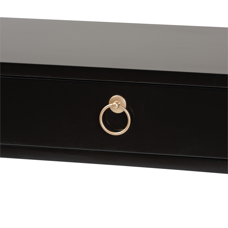 Baxton Studio Beagan Black Finished Wood and Gold Metal 2-Drawer Console Table