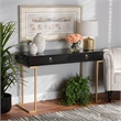 Baxton Studio Beagan Black Finished Wood and Gold Metal 2-Drawer Console Table