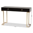 Baxton Studio Beagan Black Finished Wood and Gold Metal 2-Drawer Console Table