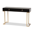 Baxton Studio Beagan Black Finished Wood and Gold Metal 2-Drawer Console Table