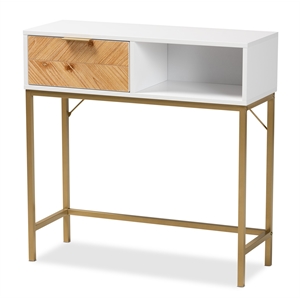 baxton studio giona white finished wood 1-drawer console table
