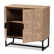 Baxton Studio Darien Brown Finished Wood and Black Metal 2-Door Storage Cabinet