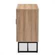 Baxton Studio Darien Brown Finished Wood and Black Metal 2-Door Storage Cabinet