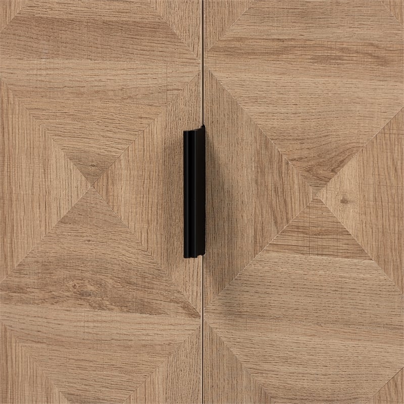 Baxton Studio Darien Brown Finished Wood and Black Metal 2-Door Storage Cabinet