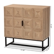 Baxton Studio Darien Brown Finished Wood and Black Metal 2-Door Storage Cabinet