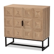 Baxton Studio Darien Brown Finished Wood and Black Metal 2-Door Storage Cabinet