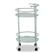 Baxton Studio Newell Mid-Century Modern Green Finished Metal 2-Tier Kitchen Cart