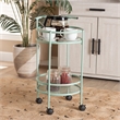 Baxton Studio Newell Mid-Century Modern Green Finished Metal 2-Tier Kitchen Cart
