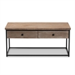Baxton Studio Roderick Oak Finished Wood and Black Metal 2-Drawer Coffee Table
